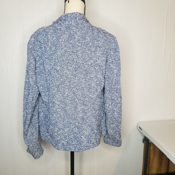 TALBOTS  Women's BLUE & WHITE TWEED JACKET Size Large - Picture 6 of 12